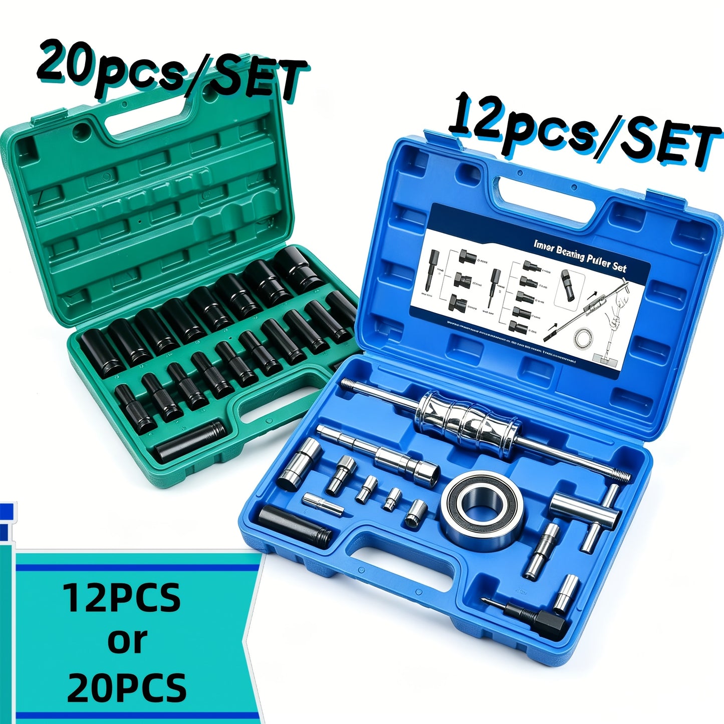 12pcs/20pcs/set Hex Impact Wrench Sockets 8-32mm 1/2 Inch Black Finish Heavy Duty Socket Set for Auto Repair Cool Gadgets
