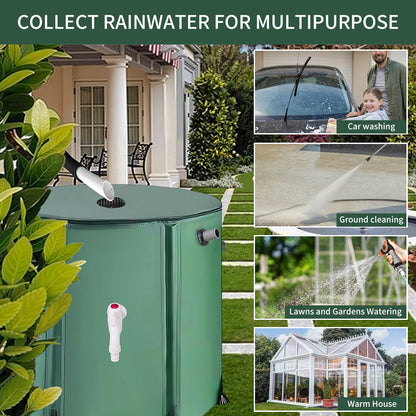 50L/100L/160L/200L Rainwater Collection Tanks, Portable Outdoor Water Tanks, Rainwater Collection System, Container Set with Filter Net and Overflow Device