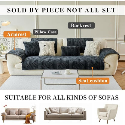 1pc Bohemian Style Soft Plush Sofa Cover, Pet-Friendly Non-Slip Couch Protector Covers, Machine Washable Polyester, All-Season Comfort for Living Room, Bedroom, Office Decor, Sectional Sofa Cover| Warm Home Decor| Machine Washable Furniture Protector Cove