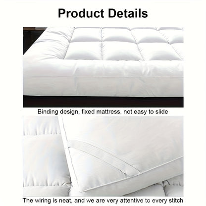 10cm Hotel Quality Mattress Topper 4 Inch Deep Filling, Super Soft with Elasticated Straps In Single, Small Double (4ft), Double, King, Super King UK Bed Size, Local Warehouse