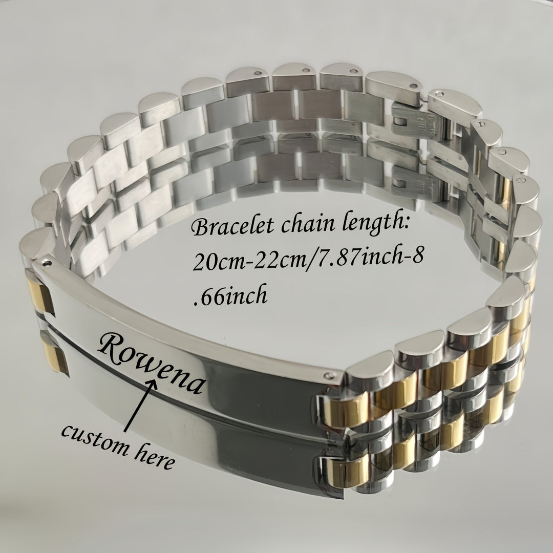 [Bangle Bracelet] Men's Classic Fashion Bangle bangle bracelet, Customizable Text Letter Date Bangle bangle bracelet, Stainless Steel Wide Version Suitable for Casual Decoration Father's Day Gift Valentine's Day Gift, Christmas Gift