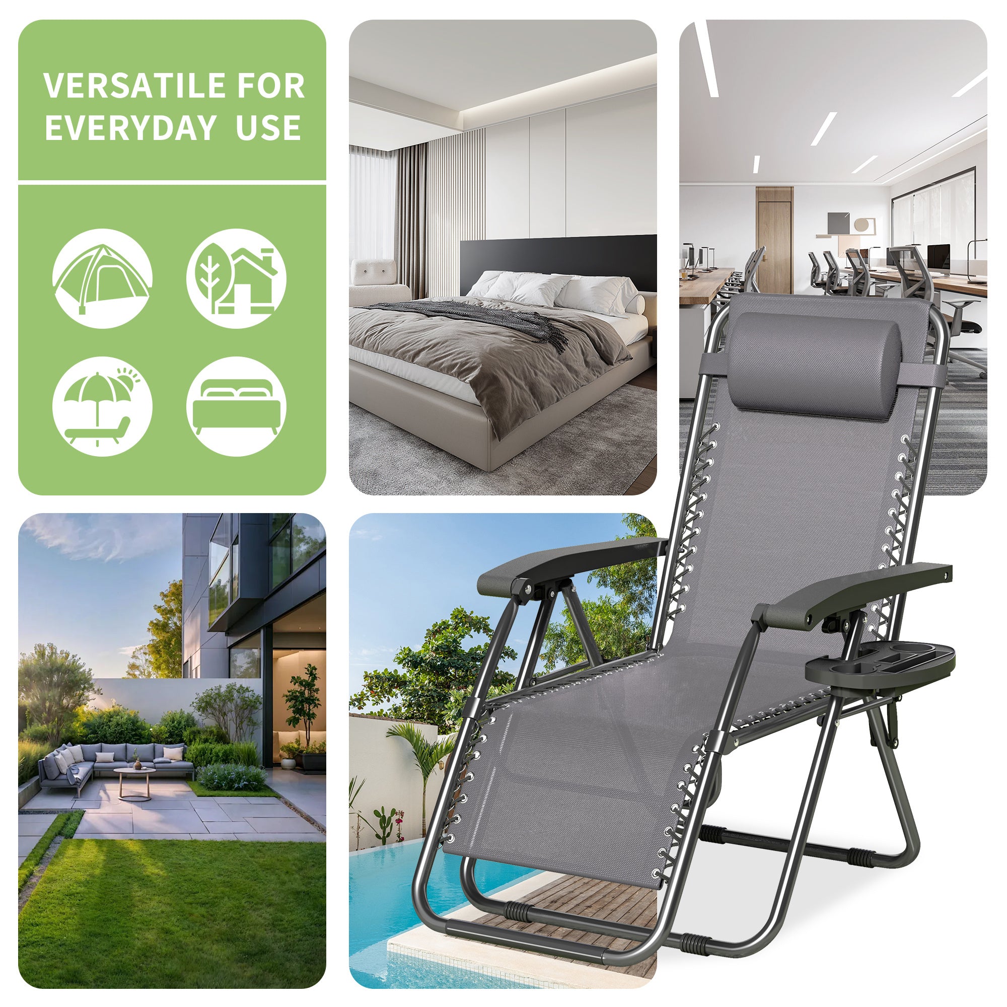 Zero Gravity Reclining Garden Chair with Cup Holder