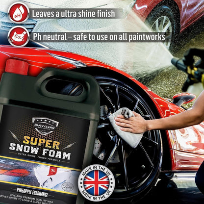 Snow Foam Plus Rechargeable Automatic Snow Cannon Sprayer Gun For Car Van Caravan 5L Super Thick Pre Wash Pressurised Snow Cannon Lance Kit No Jet/Pressure Washer Needed