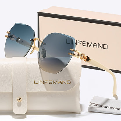 LINFEMAND Fashion Geometric Lightweight Frameless Decorative Glasses Women'S Party Bonfire Gala Surprise Unique Holiday Gift