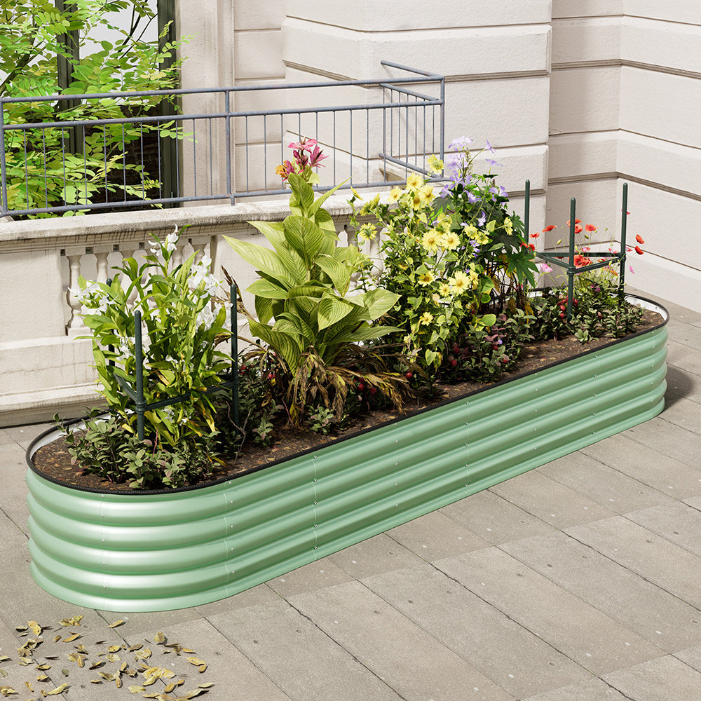 Metal Raised Garden Bed with Climbing Frame – Extra Large Oval Planter Box for Vegetables, Flowers & Herbs | Bottomless Outdoor Garden Bed 160/240/320cm