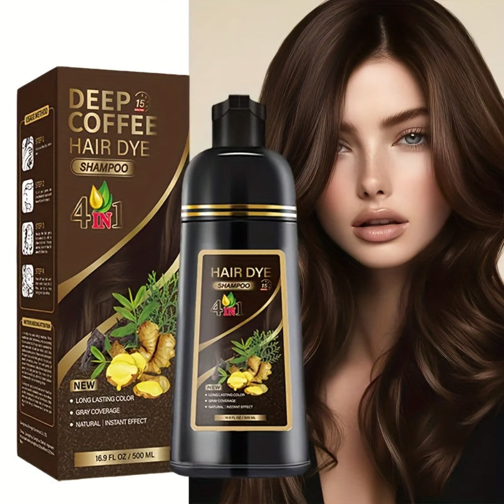 Gray Coverage Hair Dye Shampoo 4 Colours Black Coffee Chestnut Brown Deep Coffee 3-in-1 Instant Colour Long-Lasting Natural Shine