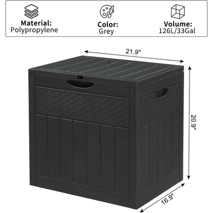 Garden Storage Box 126L, Waterproof Parcel Box Outdoor with Lid, Plastic Storage for Deliveries, Patio Cushions, Garden Tools