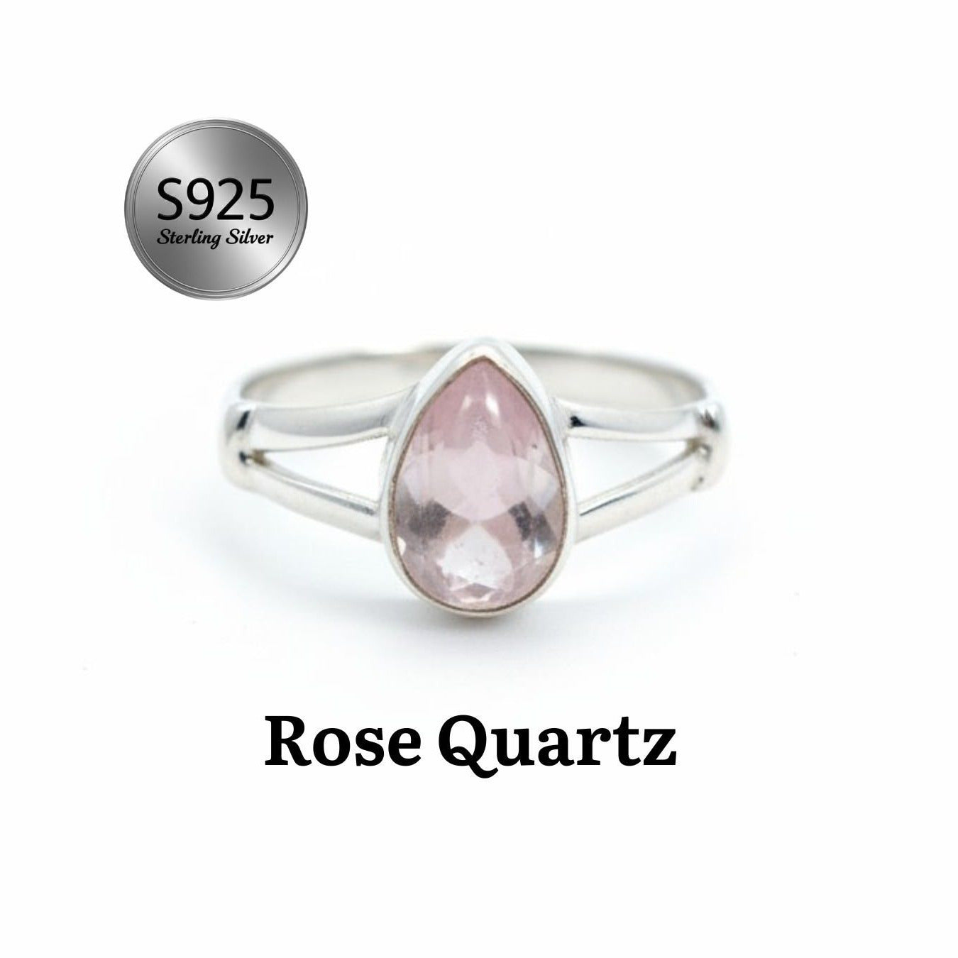 925 Sterling Silver Pear Gemstone Ring in Onyx, Larimar and More, Minimal Daily Wear Jewelry for Women