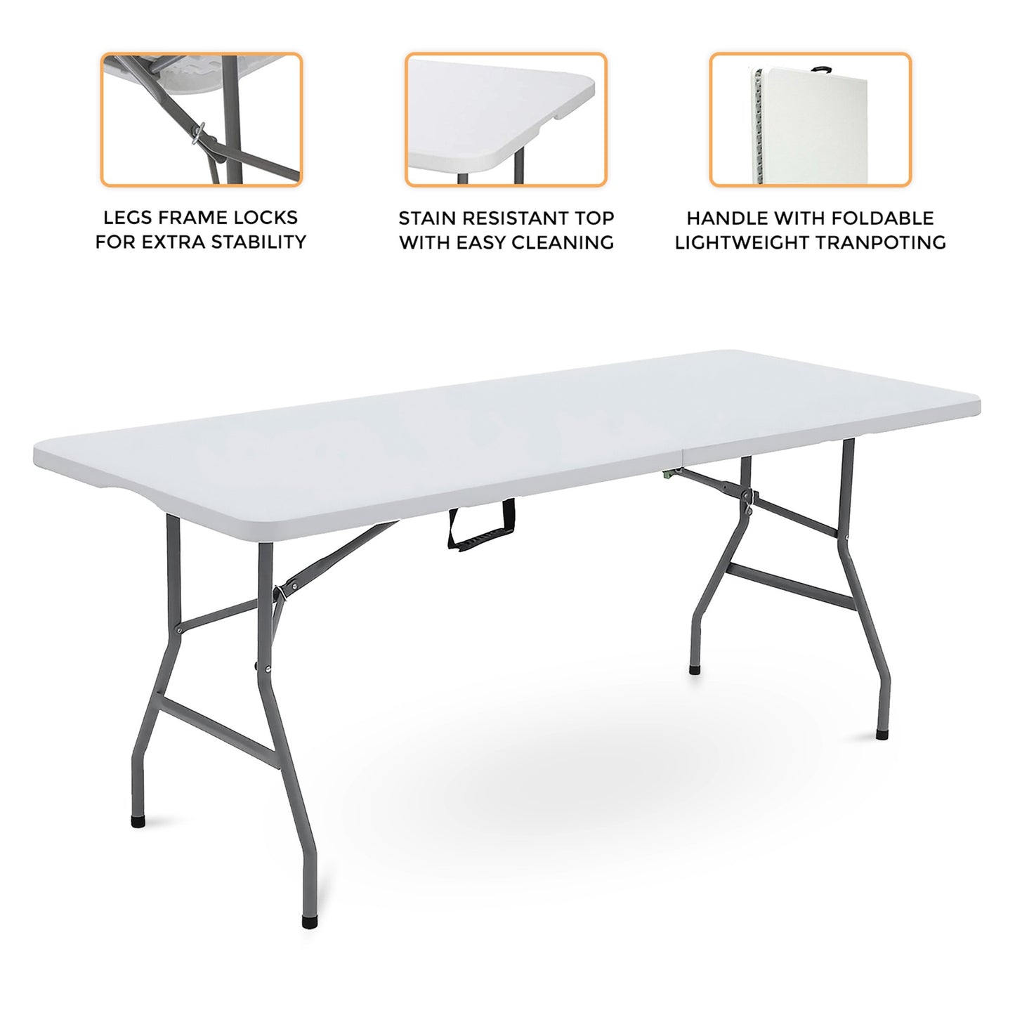 1.8M 6ft Heavy Duty Folding Table for Catering Camping Table Trestle for BBQ Picnic Party