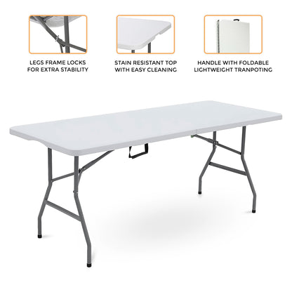 1.8M 6ft Heavy Duty Folding Table for Catering Camping Table Trestle for BBQ Picnic Party