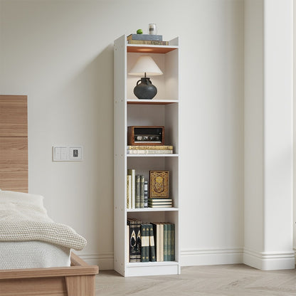 2/3/4 Layers Tall Storage Unit Small Bookcase Wooden Storage Cabinets Book Shelf, Modern White Wooden Bookcase – Tall & Skinny Bookshelf Cube Shelves Storage Unit for Living Room, Bedroom, Hallway, Office, Entrance