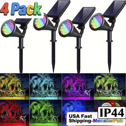 Solar Landscape Lights, 18 LED Outdoor Spotlights, Three Levels Of Dimming + IP44, Easter Smart Light Control Automatic Night Lighting, Suitable for Garden, Lawn, Flower Bed And Advertising Board Lighting, As Well As Landscape Trees.