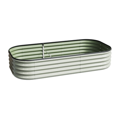 Galvanized Planter Garden Boxes Outdoor, Oval Large Metal Galvanized Raised Garden Bed for Vegetables, 2 Sizes 2 Colours Available