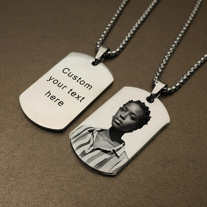 Custom Photo Dog Tag Pendant Necklace Personalized Engraved Text Gift for Lovers Fashion Style Unisex Ideal for Mother'S Day And Father'S Day