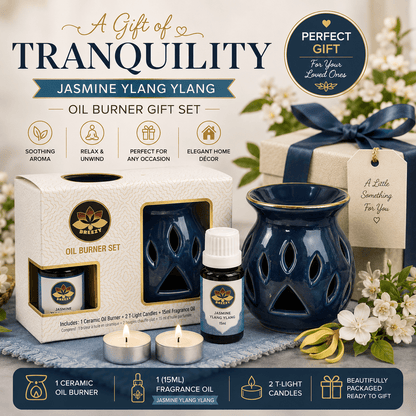 Ceramic Oil Burner Gift Set | 15ml oil free | Ready to Gift pack | Premium Gift option |