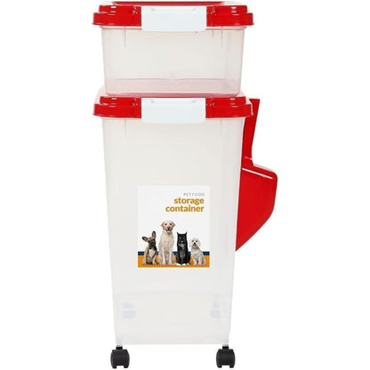 Prime Paws 3-Piece Pet Food Storage Container – Airtight Pet Food Container with Plastic Measuring Scoop, Dry Food Dispenser, for Pets, Dogs, Cats, and Animals