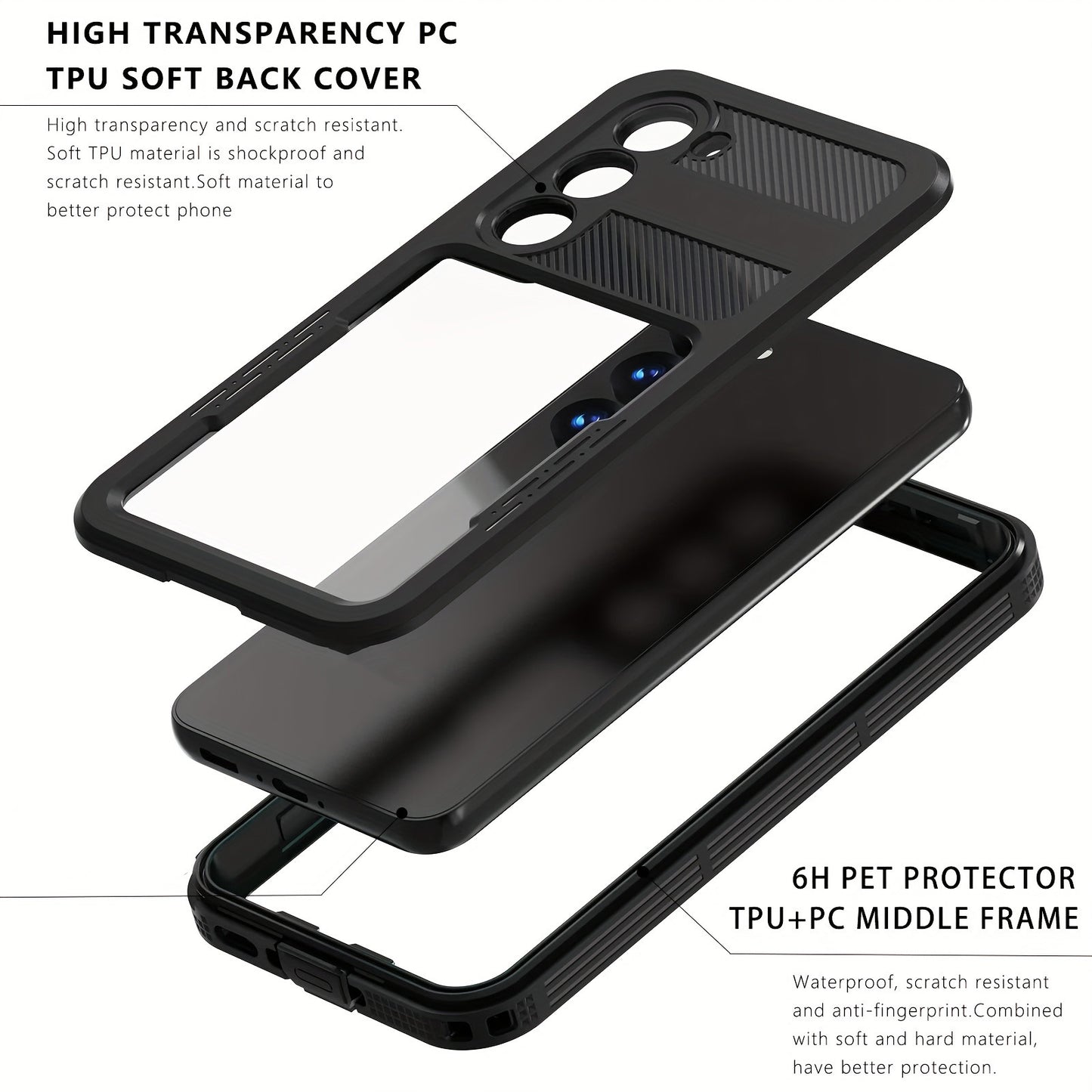Waterproof Case For Samsung Galaxy S23, S23 Plus, S23 Ultra 5G 360° Full Body Protection Dustproof Shockproof Built-in Screen Protector Phone Case
