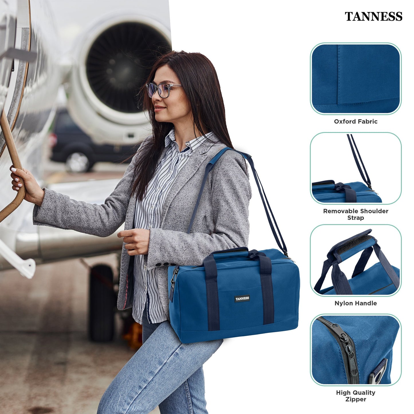 Tanness Ryanair 40x20x25 Cabin Bags with Adjustable Shoulder Strap | 40x20x25 Cabin Bag Holdall Bag, Travel Bag, Under Seat Cabin Bag | Hand Luggage Bag Carry On Bag | Cabin Suitcase Bags