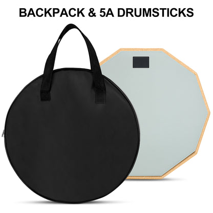 Drum Pad, 6-Inch Double Sided Drum Practice Pad with Stand Silent Snare Drum Training Kit