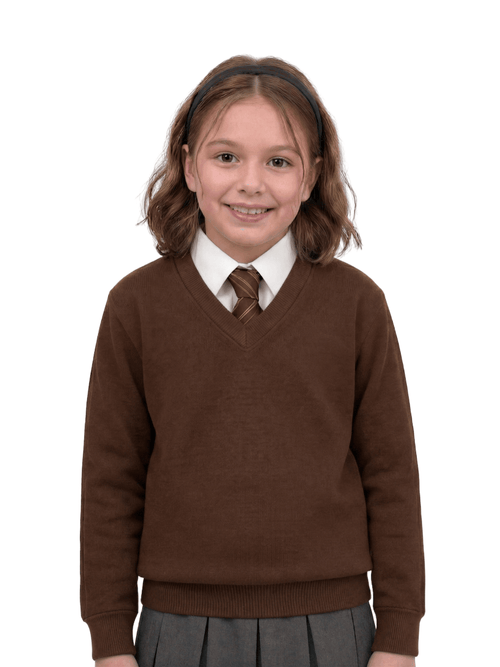 GW CLASSY OUTFIT Boys & Girls V-Neck School Jumper – Kids Unisex Long Sleeve Fleece Uniform Soft & Comfortable Sweatshirt