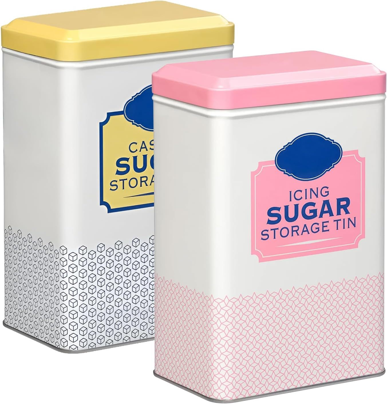Caster & Icing Sugar Storage Container | 16.3x10.5x7 cm Metal Storage Tin to Hold Icing Sugar | Tight-Fit Lid Keeps Sweet Fresh & Clump-Free