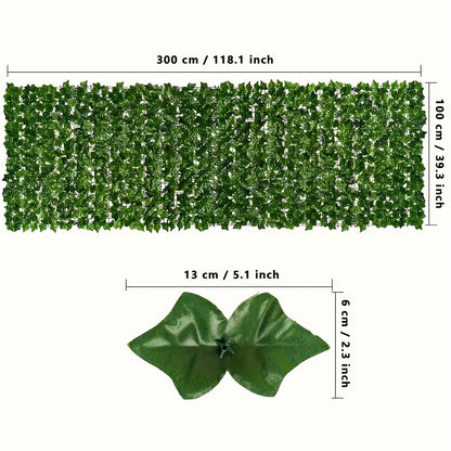 1m High 3m/5m/6m/10m Length Artificial Ivy Leaf Hedge Roll Privacy Fence Screen Wall Landscape Screen Garden Fence Screening Balcony Wall Panel for Outdoor Garden Decor, Party, Wedding