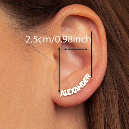 [Personalized Name Earrings] Custom Name Stud Earrings for Women - Punk Fashion Personalized Letter Earrings - DIY Name Earrings - Stainless Steel Jewelry - Women's Ear Accessories - Birthday Gift