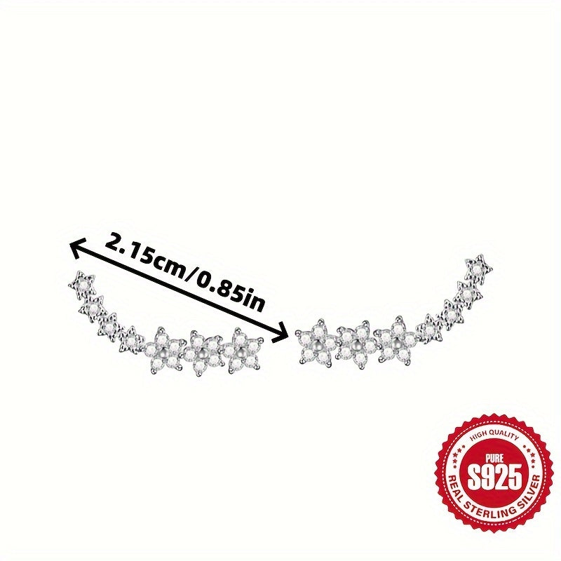 [S925 Silver Spliced Flower Earrings] A Pair of S925 Silver Women's Row of Spliced Flower Earrings - Hypoallergenic, Suitable for Daily Wear, Elegant ' Versatile Earrings - Holiday Gifts, Christmas Gifts/Essential for Gift Giving