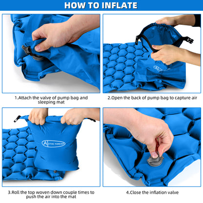 Inflatable Camping Mat, Ultralight Sleeping Mat with Pillow Air Mattress Single Pad Bed for Outdoor Backpacking Hiking Beach