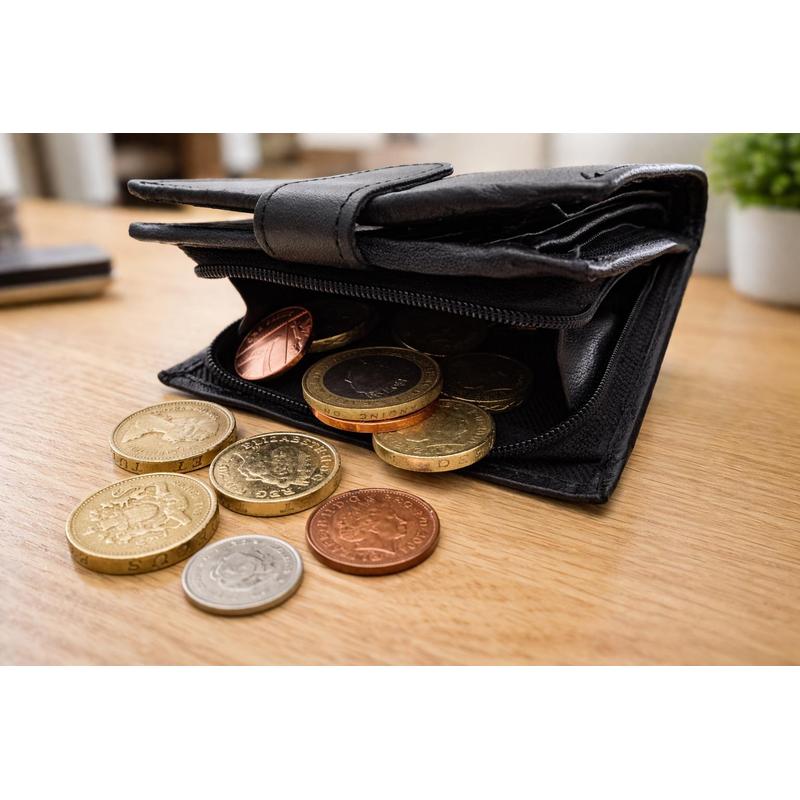 Mens Genuine Leather Wallet Black RFID Blocking Soft Bi Fold Card Slots Id Window and Zip Coin Pocket