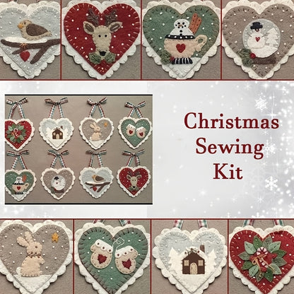 Pre-cut Felt DIY Christmas Valentine's Embroidery & Holiday Heart Decoration Craft Kit Suitable for New Year's - Beginner-Friendly Hand-Sewn Seasonal Decorations with Fabric, Pre-Cut Shapes for Adults & All-Season Crafting