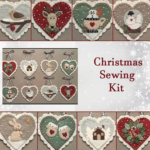 Pre-cut Felt DIY Christmas Valentine's Embroidery & Holiday Heart Decoration Craft Kit Suitable for New Year's - Beginner-Friendly Hand-Sewn Seasonal Decorations with Fabric, Pre-Cut Shapes for Adults & All-Season Crafting