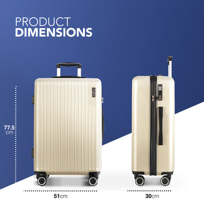 LUGG 76.5 x 50.5 x 30cm Vacay Suitcase ABS Luggage with TSA Indent Lock, Aluminium Trolley Handle, 360° Spinner Wheels, Water-Resistant & Durable Material - Airline Compatible (28inch)