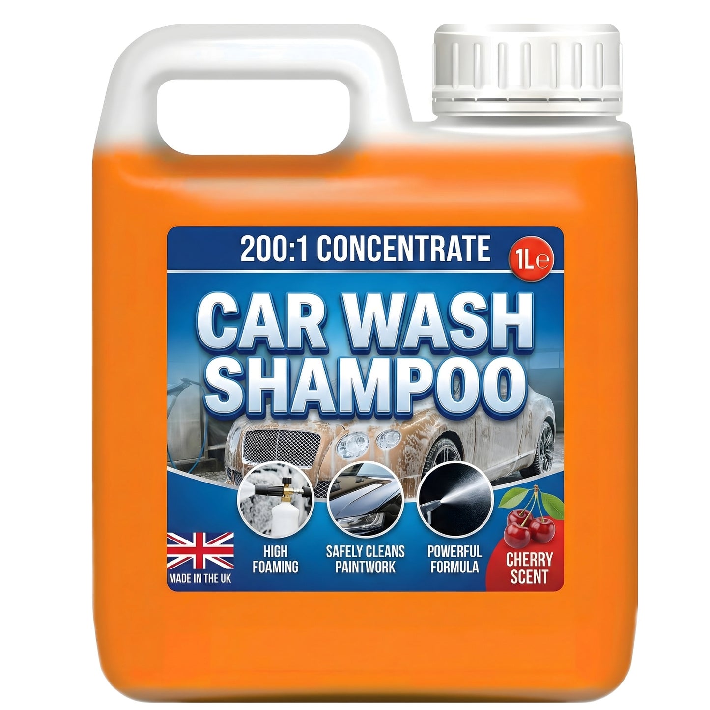 Cherry Scented Concentrated Car Wash Shampoo High Foaming Cleaning Soap Removes Road Dirt (1 Litre)