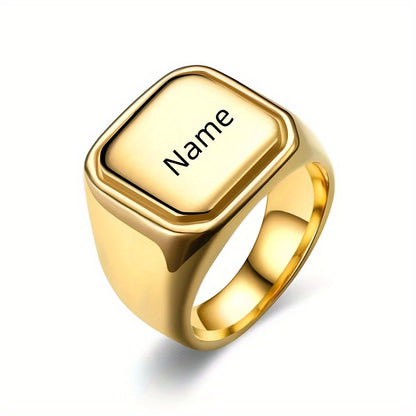 Custom Engraved Stainless Steel Ring, Personalized Engraving of Words, Letters, Names, Date, The Perfect Gift for Loved Ones on Valentine'S Day And Christmas, Graduation Season, Mother'S Day, Father'S Day
