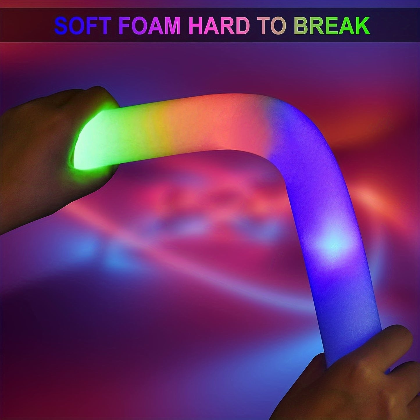 50pcs LED Foam Glow Sticks Wholesale - Party Set, Three-Color Flashing, Suitable for Weddings, Sports Events, Concerts, Camping, and Nighttime Glow Celebrations, the Best Supply Set for Party Activities
