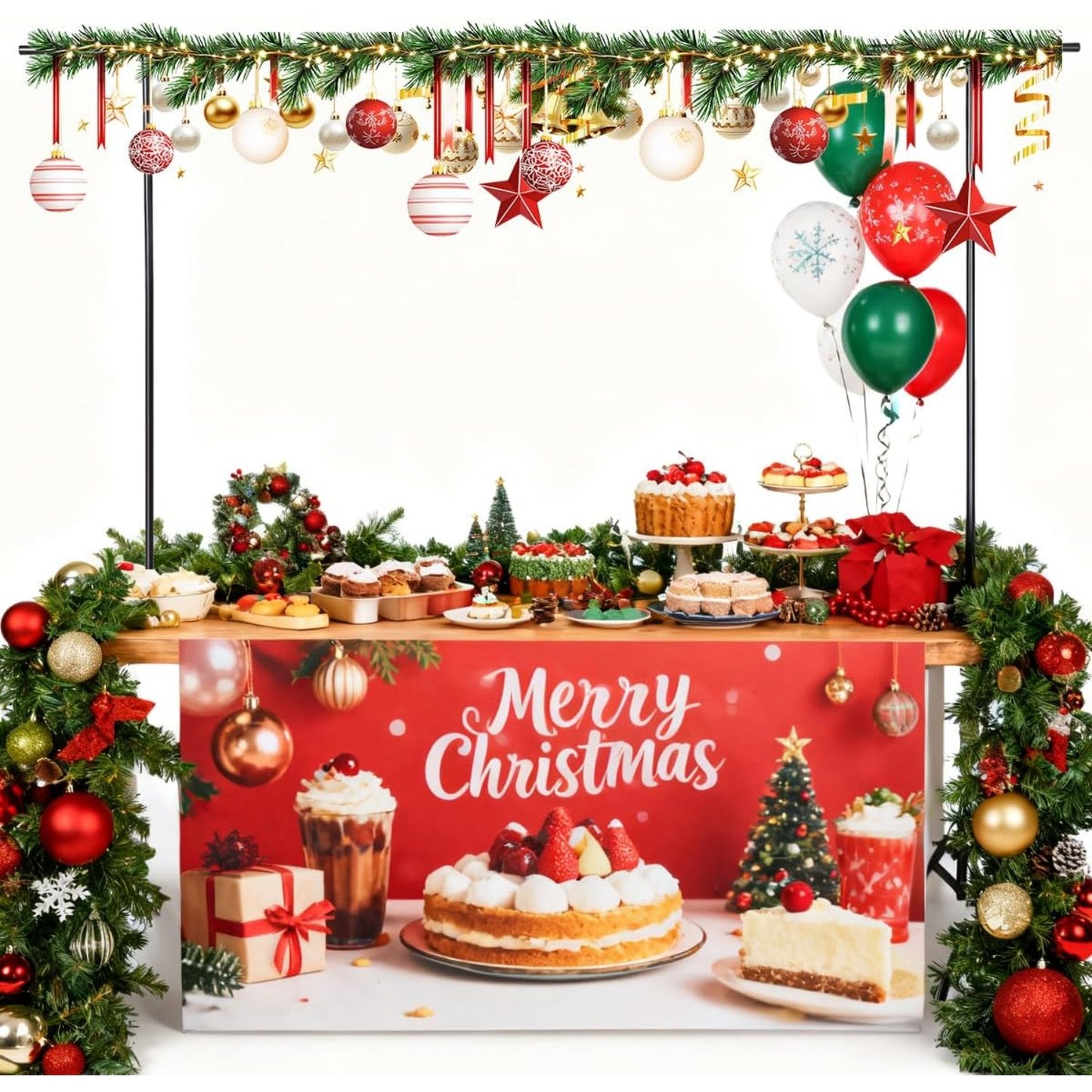 BREEZENEST Adjustable Metal Table Arch Stand for Party, Wedding & Christmas Decoration - Sturdy Black Iron Backdrop Frame for Balloons, Garland, Flowers & Event Display, Detachable Design, 240×120cm