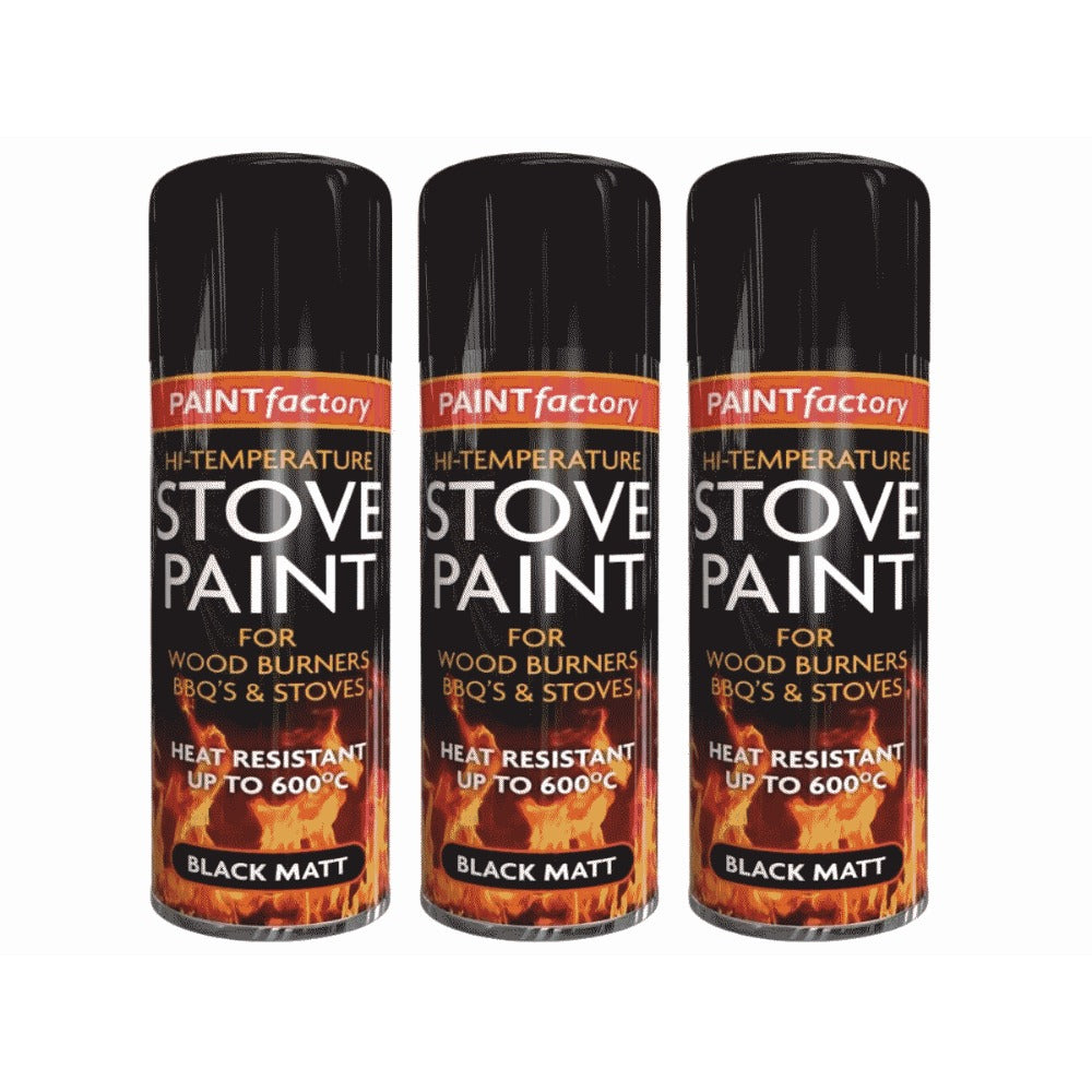 Heat Resistant Matt Black Spray Paint 3-Pack 400ml High Temperature Stove Fireplace Grill Heater Coating Finish UK