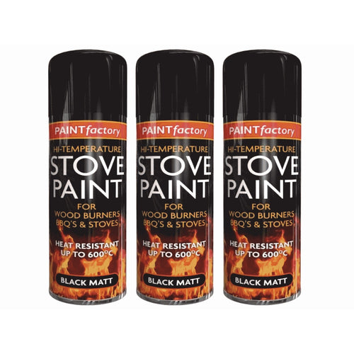 Heat Resistant Matt Black Spray Paint 3-Pack 400ml High Temperature Stove Fireplace Grill Heater Coating Finish UK