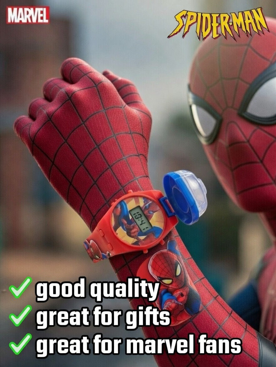 Marvel Kids Toys Light Up Watch for Boys & Girls – Hulk, Spider-Man, Iron Man & Captain America Toy Watch – Adjustable Watch Strap – Party Bag Fillers Kids – Fidget Toys – Toys for Boys Ages 3+