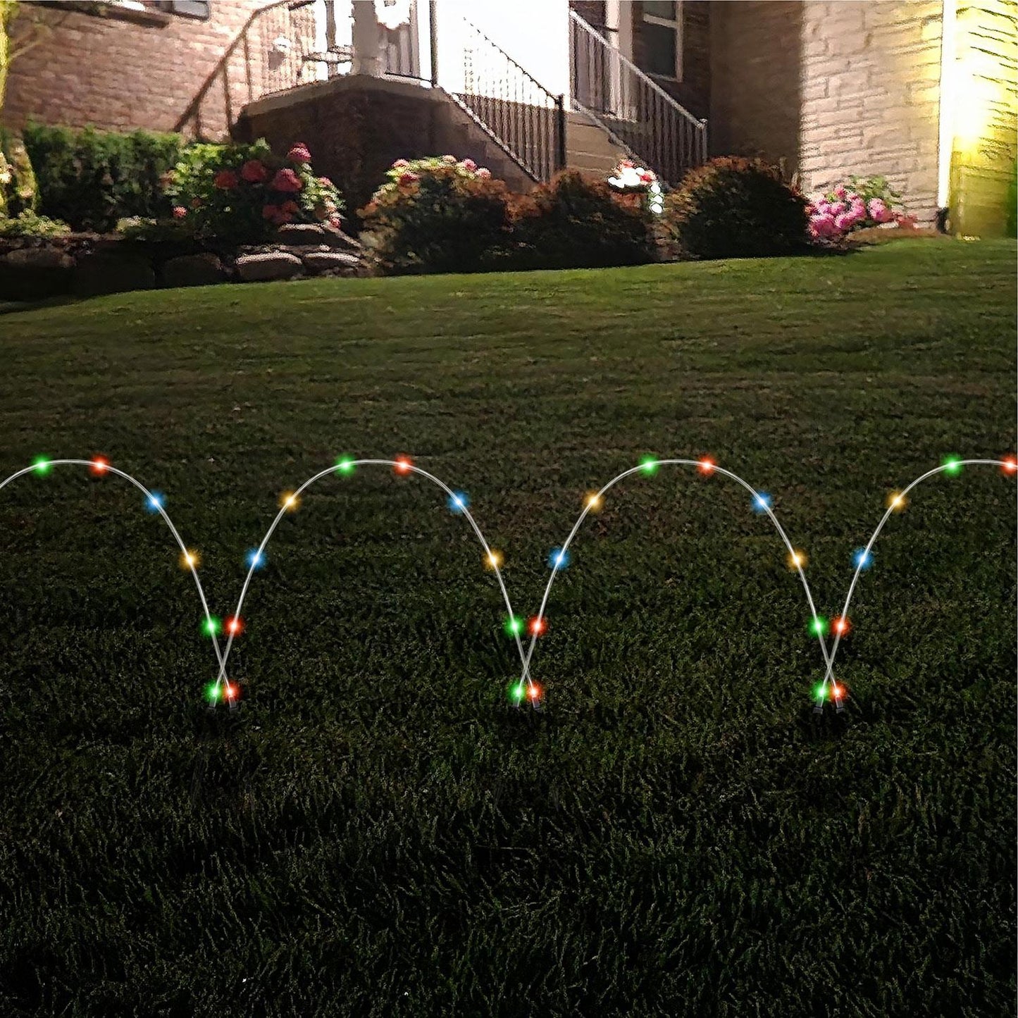Solar Garden Lights Set of 4, LED Pathway Stakes for Outdoor Yard Lighting, Patio Landscape Illumination, Lawn and Garden Decoration, Waterproof Solar Powered Lights for Walkways, Pathways, Backyard, Energy-Efficient Outdoor Lighting, Durable and Easy to