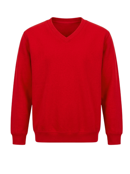 GW CLASSY OUTFIT Boys & Girls V-Neck School Jumper – Kids Unisex Long Sleeve Fleece Uniform Soft & Comfortable Sweatshirt