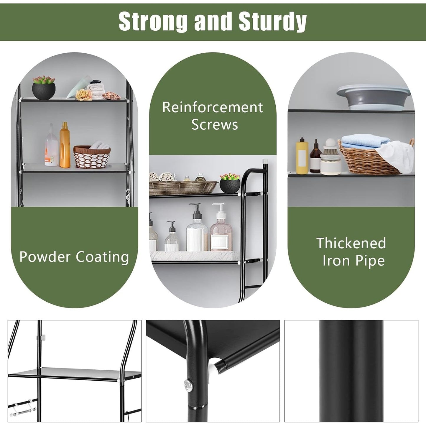 3 Tier Over Toilet Storage Rack Bathroom Laundry Washing Machine Shelf Organizer