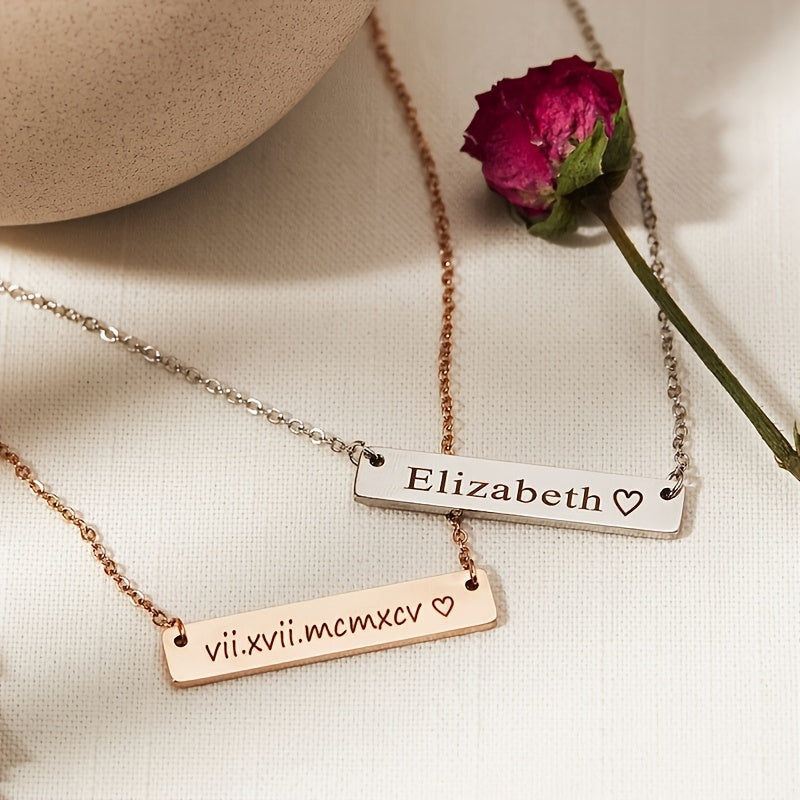 Custom Personalized Engraved Eye Picture Long Strip Necklace, 316L 316L Stainless Steel Fashion Creative Couple Photo Necklace - Gift for Each Other