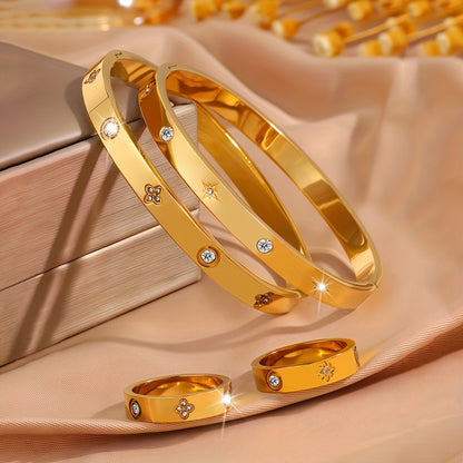 4pcs Lightly Luxurious Daily Stainless Steel Bracelets, Understated and Textured, Suitable for Work Commutes or Gatherings with Friends.