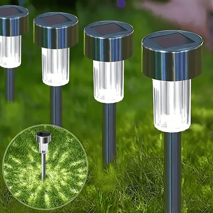 12pcs Solar LED Lights, Solar Outdoor LED Stainless Steel Stick Lights, Solar Landscape Decorative Lights, Suitable for Courtyards, Lawns, Paths, Decks, Driveways And Gardens, Holiday Parties, Garden Sidewalk Decoration