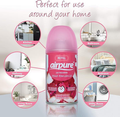3 x Airpure True Romance Room And Fabric Spray 250ml Each Refreshing Fragrance Spray For Home And Living Spaces