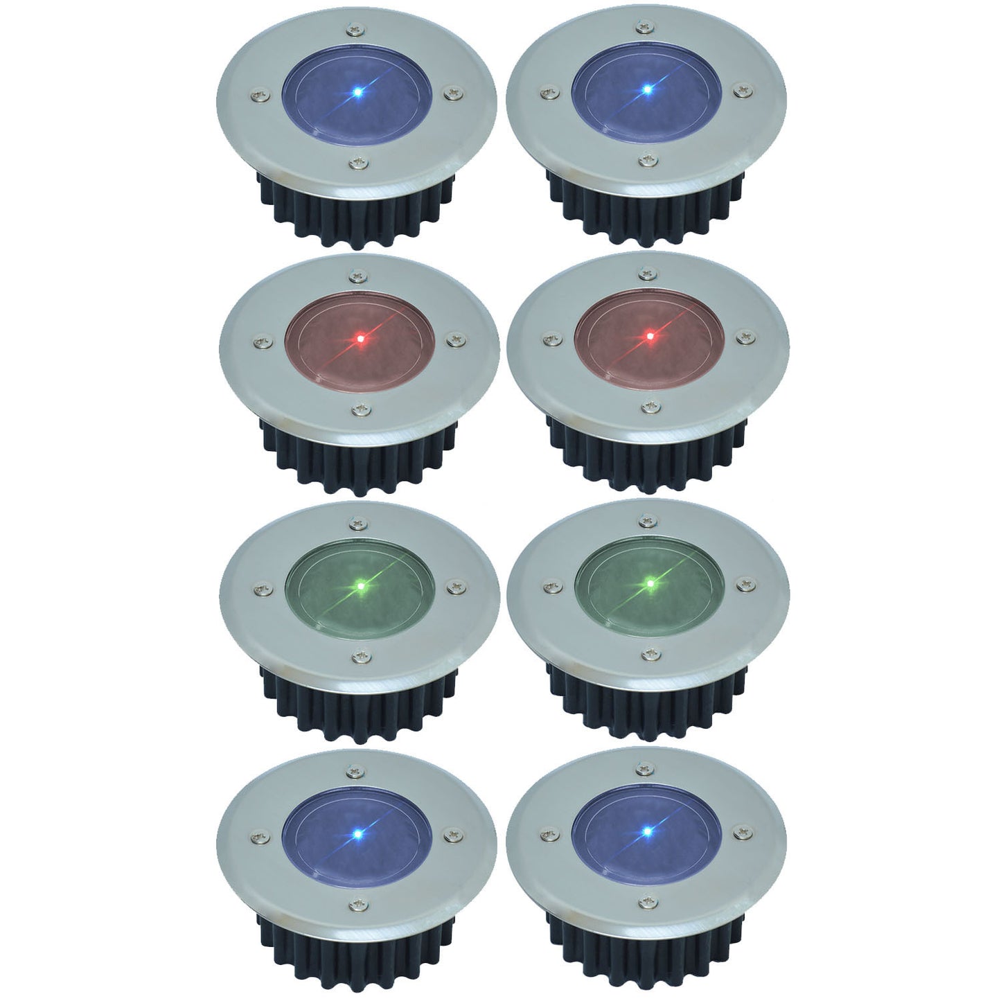 Taylor & Brown 8 Pack Solar Decking Lights Outdoor Garden Stainless Steel Solar Powered Ground Disk Lights Lamp Bright White Deck Landscape Pathway Lighting, Solar Outdoor Lights