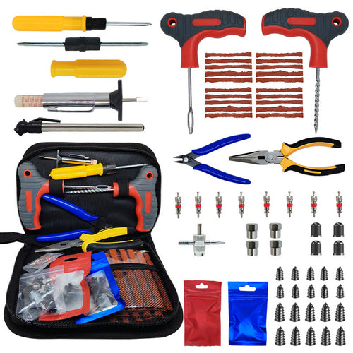 Heavy Duty Tyre Repair Kit - 65pcs All-In-One Universal Puncture Repair Kit for Tubeless Tyre Flats for Car, Truck, Bikes, RV, SUV, ATV, Motorcycle, Tractor, Trailer