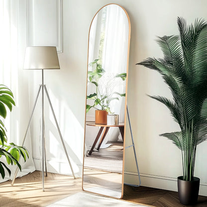 Full-Length Arched Mirror 150x40 cm / 160x50 cm – Large Standing Floor Mirror with Sleek Aluminum Frame – Modern Full Body Mirror for Bedroom or Hallway